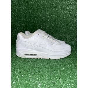 Nike Air Max 90 White Leather Running Sneakers Boys 6Y Womens 7.5 CD6864-100